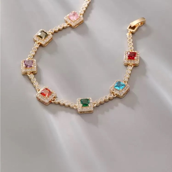 Elegant Multi-Color Gemstone Bracelet - Picture 2 of 5